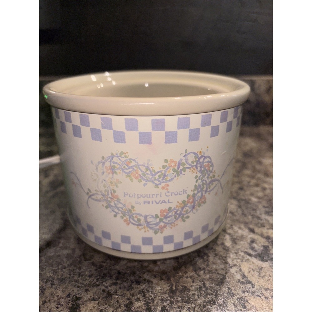 Vtg Potpourri Electric Crock Pot Rival Mdl 3206 Floral Hearts Cottagecore Tested